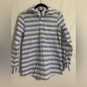Tommy Hilfiger Striped Blue and White Button-Up Shirt